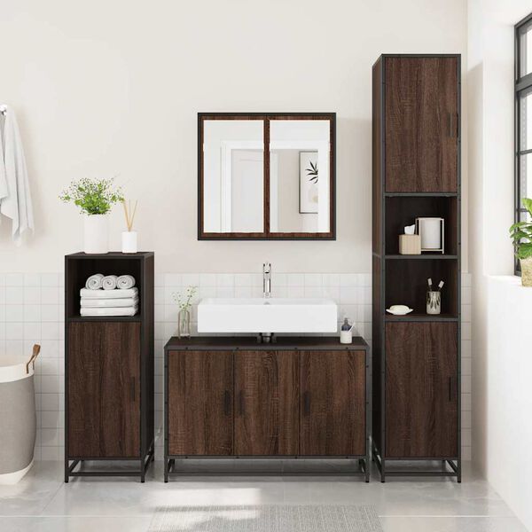 vidaXL Bathroom Sink Cabinet Brown Oak 90x33x60 cm Engineered Wood