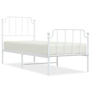 vidaXL Metal Bed Frame without Mattress with Footboard&nbsp;White 75x190cm