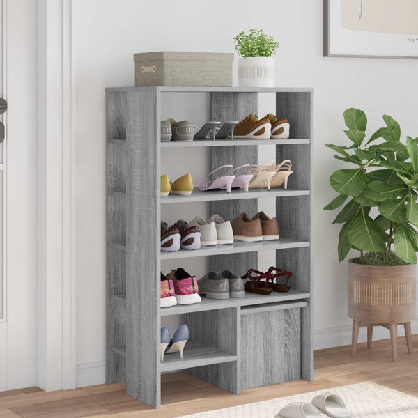 vidaXL Shoe Cabinet with Shelf 2 pcs Grey Sonoma Engineered Wood