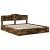 vidaXL Storage Bed with Drawer Smoked Oak 200 x 200 cm Engineered Wood