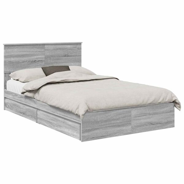 vidaXL Storage Bed Grey Sonoma 120 x 200 cm Engineered Wood