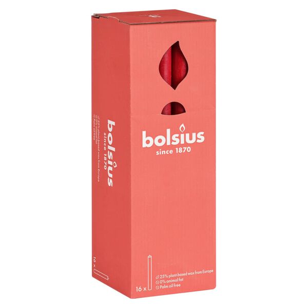 Bolsius Table Candles Shine 16 pcs 27 cm Velvet Red