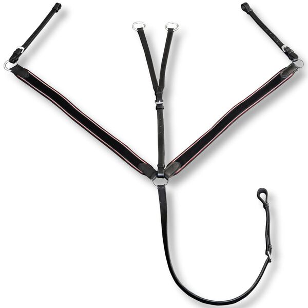 Leather Elastic Breastplate Martingale Adjustable Black Full