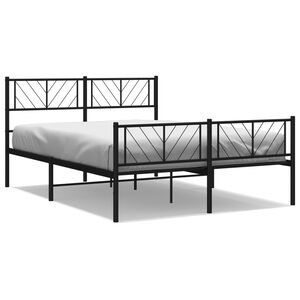 vidaXL Metal Bed Frame without Mattress with Footboard Black 120x190cm
