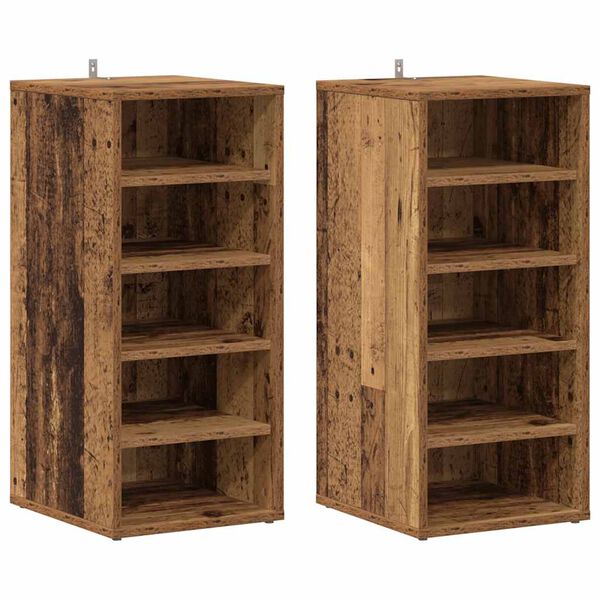 vidaXL Shoe Cabinets 2 pcs Old Wood 32x35x70 cm Engineered Wood