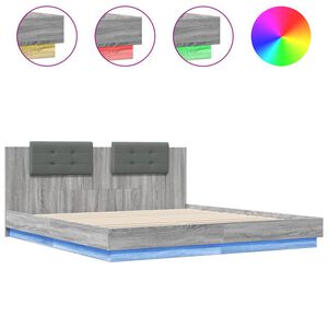 vidaXL Bed Frame with LED without Mattress Grey Sonoma 200x200 cm