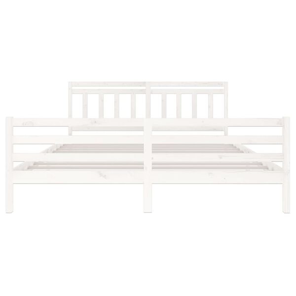 vidaXL Bed Frame without Mattress White Solid Wood 200x200 cm (810451+814115)
