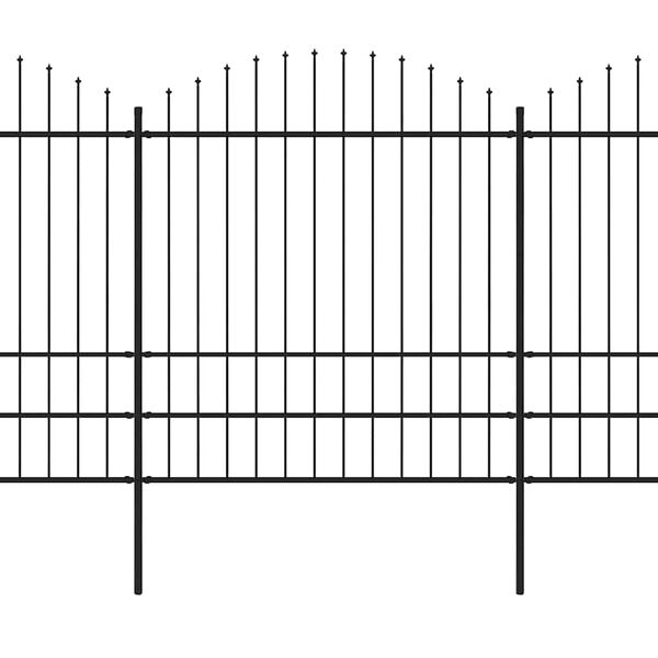 vidaXL Garden Fence with Spear Top Steel 1248x200 cm Black