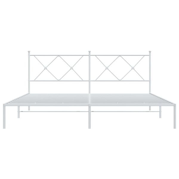 vidaXL Metal Bed Frame without Mattress with Headboard White 180x200cm