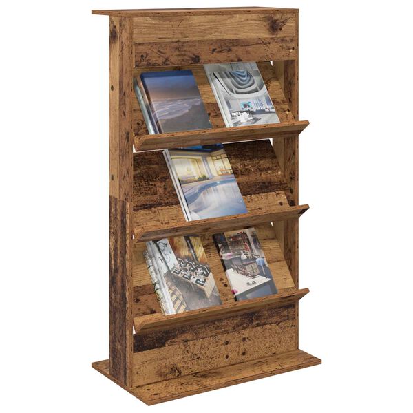 vidaXL Magazine Rack Old Wood 70 x 41 x 126 cm Engineered Wood