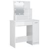 vidaXL Dressing Table with LED High Gloss White 86.5x35x136 cm