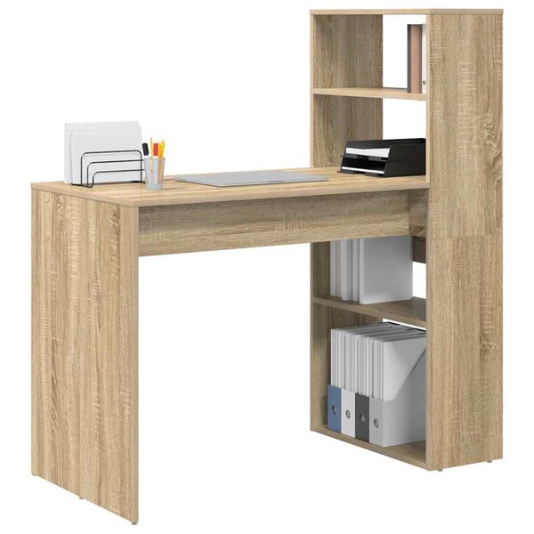 vidaXL Desk with Shelf Sonoma Oak 113 x 54 x 120 cm Engineered Wood