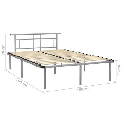 vidaXL Bed Frame Grey Metal 160x200 cm