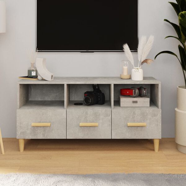 vidaXL TV Cabinet Concrete Grey 102x36x50 cm Engineered Wood