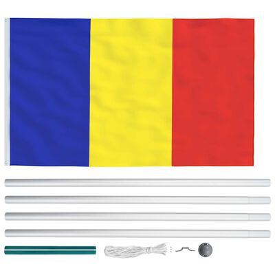 vidaXL Romania Flag and Pole Aluminium 6.2 m