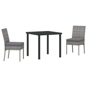 vidaXL Garden Dining Set 3 pcs Grey Powder-Coated Steel