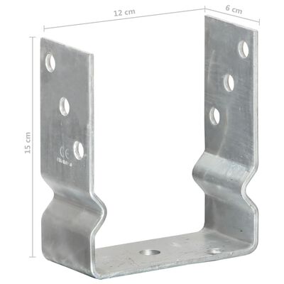 vidaXL Fence Anchors 6 pcs Silver 12x6x15 cm Galvanised Steel