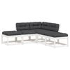 vidaXL 5 Piece Garden Sofa Set with Cushions White Solid Wood Pine