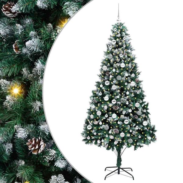 vidaXL Artificial Christmas Tree with 300 LEDs with Stand Green 210 cm