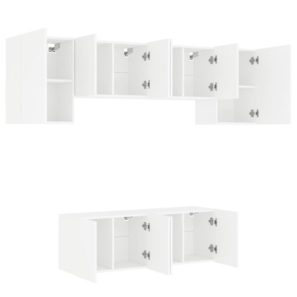 vidaXL 6 Piece TV Wall Units White Engineered Wood