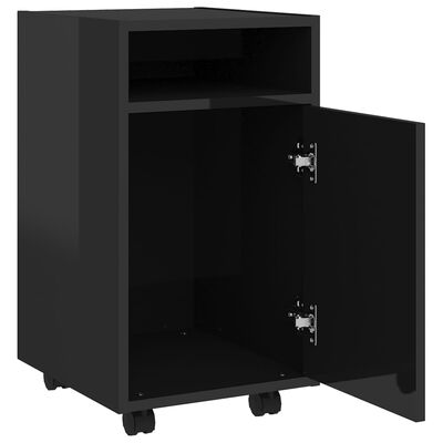 vidaXL Side Cabinet with Wheels High Gloss Black 33x38x60 cm Engineered Wood