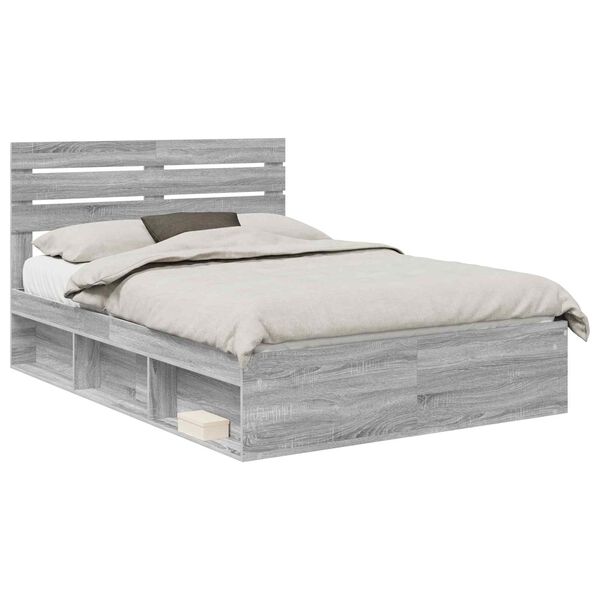 vidaXL Bed Frame Grey Sonoma 160 x 200 cm Solid Pine Wood