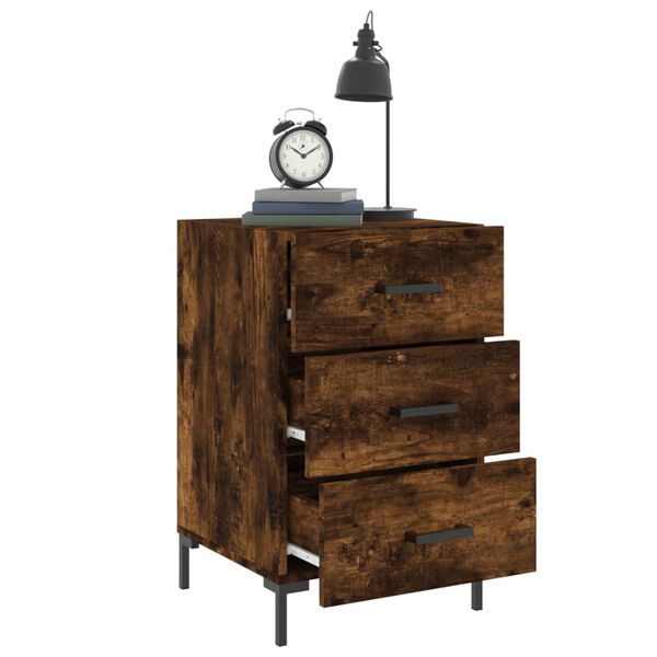 vidaXL Bedside Cabinet Smoked Oak 40x40x66 cm Engineered Wood