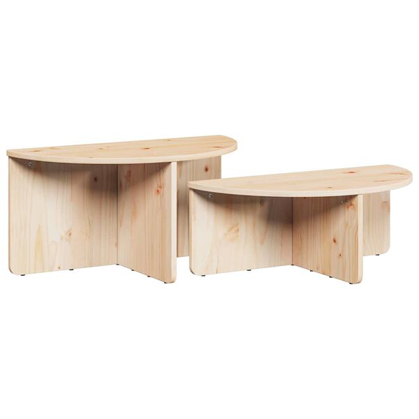vidaXL Coffee Table 2 pcs Natural Solid pine wood