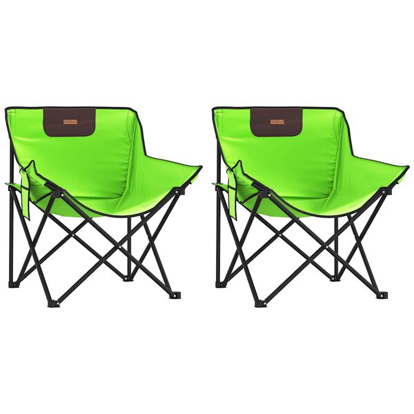 vidaXL Camping Chairs with Pocket Foldable 2 pcs Green