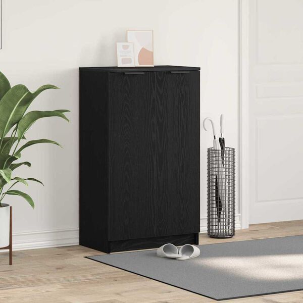 vidaXL Shoe Cabinet Black Oak 59 x 35 x 100 cm Engineered Wood