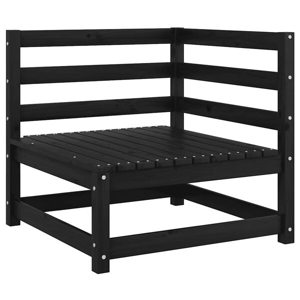 vidaXL Garden Corner Sofas 2 pcs Black Solid Wood Pine