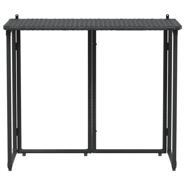 vidaXL Folding Garden Table Black 90x51x75 cm Poly Rattan