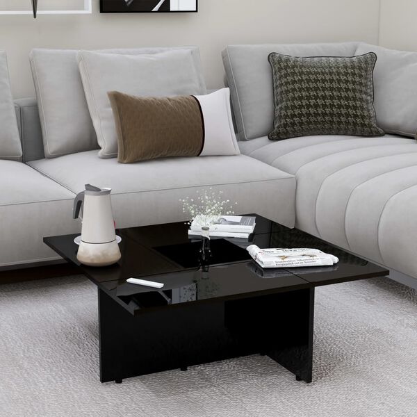 vidaXL Coffee Table High Gloss Black 79.5x79.5x30 cm Engineered Wood