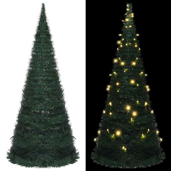 vidaXL Pop-up String Artificial Pre-lit Christmas Tree Green 210 cm