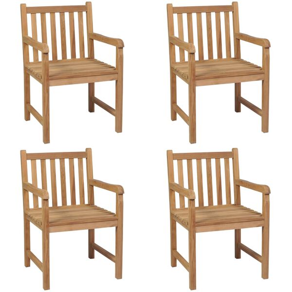 vidaXL Outdoor Chairs 4 pcs Solid Teak Wood