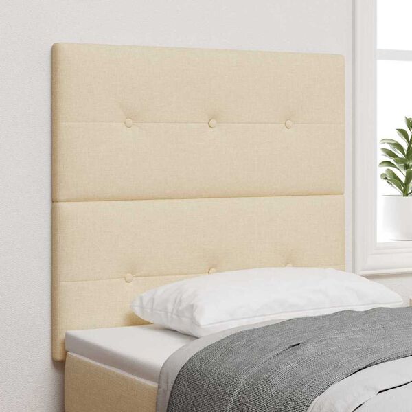vidaXL LED Headboard with LED Strip Lights Manual Cream 100 cm Fabric