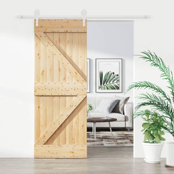 vidaXL Sliding Door with Hardware Set 80x210 cm Solid Wood Pine