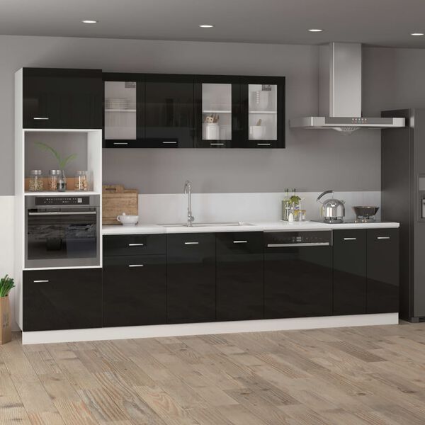 vidaXL Dishwasher Panel Lyon High Gloss Black 59.5x3x67 cm Engineered Wood