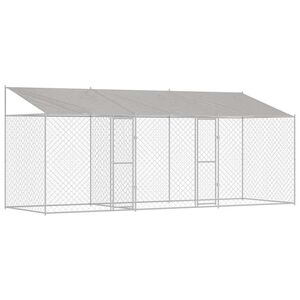 vidaXL Dog Cage 3 pcs Silver 600 x 200 x 258 cm Steel and PE
