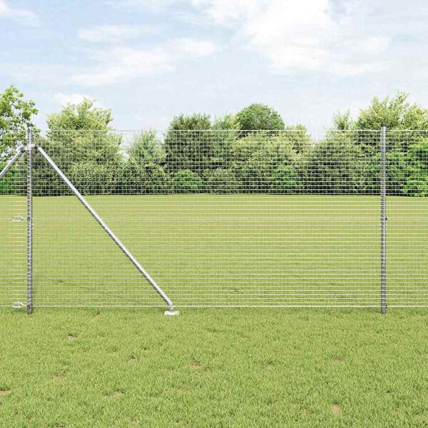 vidaXL Fence Post Silver 50 x 1.4 m (25 x 25 mm mesh) Steel