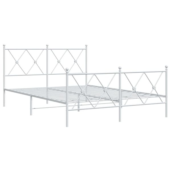 vidaXL Metal Bed Frame without Mattress with Footboard White 140x200cm