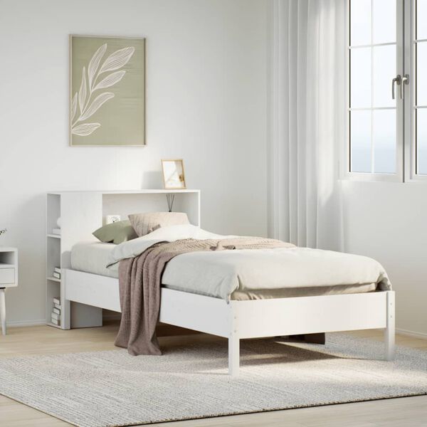 vidaXL Bookcase Bed without Mattress White 75x190 cm Small Single Solid Wood Pine