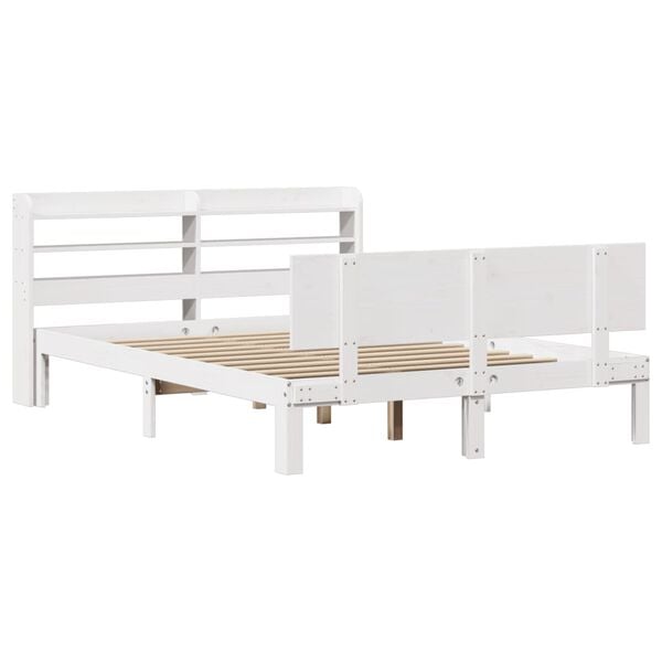 vidaXL Bed Frame with Headboard without Mattress White 150x200 cm King Size