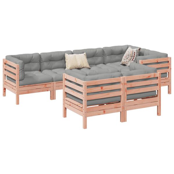 vidaXL 7 Piece Garden Sofa Set with Cushions Solid Wood Douglas Fir