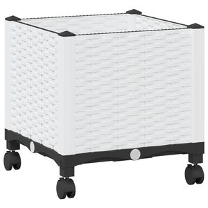 vidaXL Garden Planter with Wheels White 40 x 40 x 48 cm PP