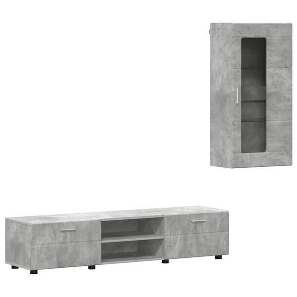 vidaXL TV Cabinet Set with Drawer FLORIN Concrete Grey Engineered Wood