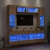 vidaXL 6 Piece TV Wall Cabinet Set with LED Lights Sonoma Oak