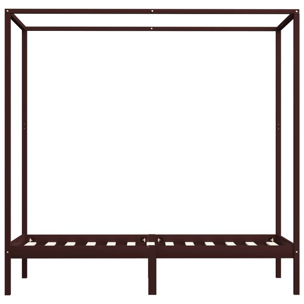 vidaXL Canopy Bed Frame without Mattress Dark Brown Solid Wood 90x200cm