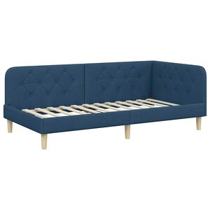 vidaXL Corner Bed Frame with Headboard Blue 100 x 200 cm Fabric