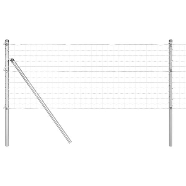 vidaXL Fence with Post Silver 0.6 x 10 m Steel and PVC